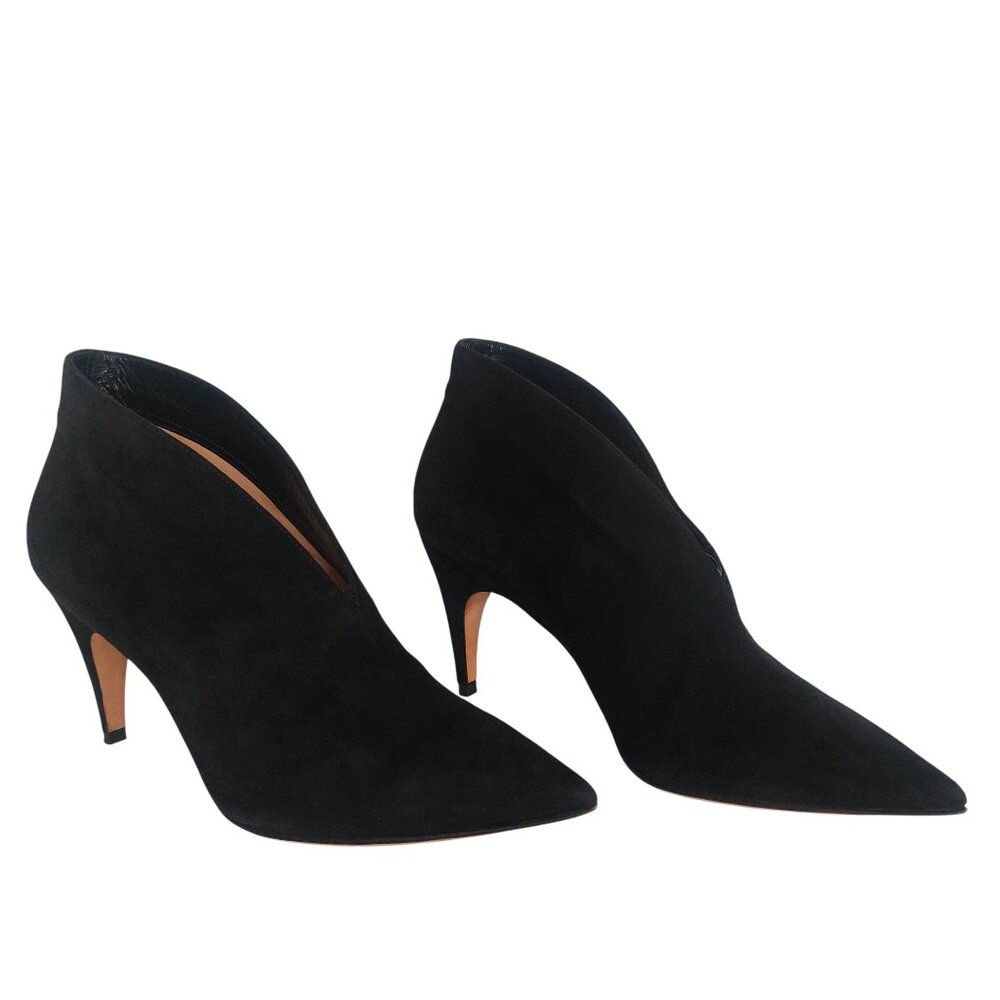 Derek Lam Ankle Boots 8 Black Suede Pointy Toe Heels Italian Cool Girl Designer - Picture 15 of 16